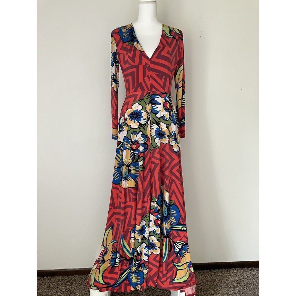 Vintage Wall St Super Colorful Maxi Dress Size Medium Festival